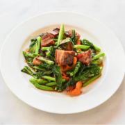 Crispy Roast Pork with Chinese Broccoli